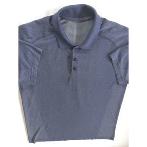 Lululemon Men Large Short Sleeve Buttons Performance Active Vent Yoga Batik Polo